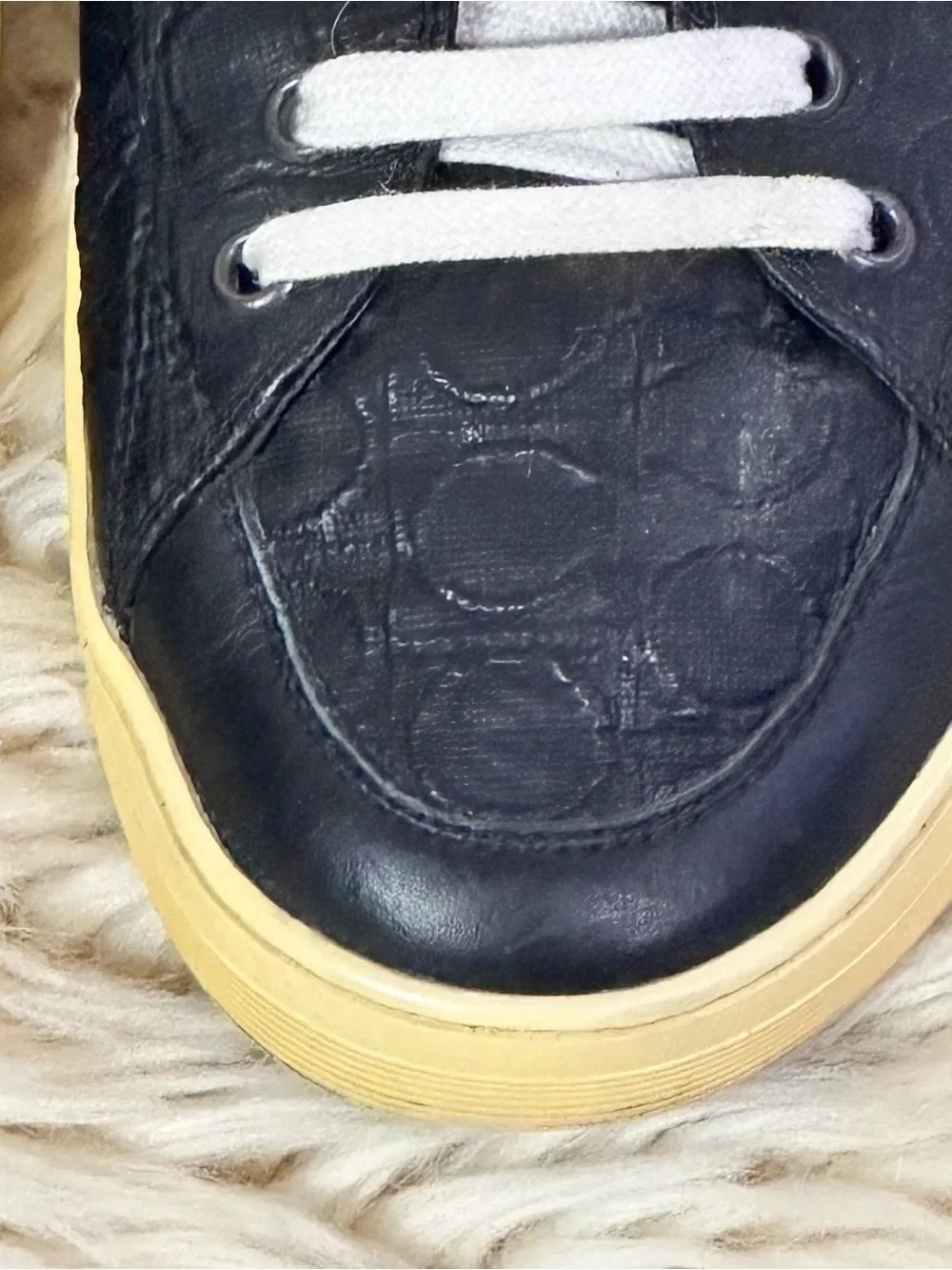 Salvatore Ferragamo Black Leather gancini Sneakers with White Laces